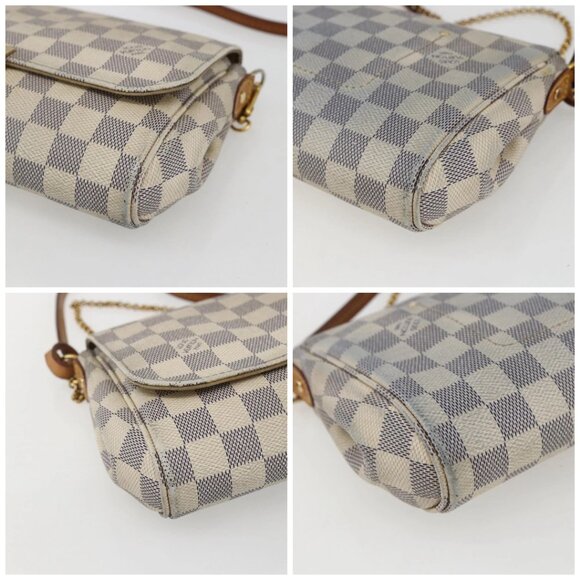 LOUIS VUITTON Damier Azur Favorit MM Shoulder Bag 2way N41275 LV Auth 156544